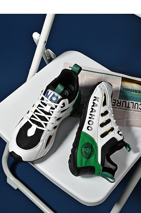 Tenis casuales bajos unisex Dulshaeruo KAAHOO - Ligeros y transpirables de malla y sintético, combinación de colores verde vibrante/rojo/beige/negro, punta redonda cómoda y suela de goma acolchada para caminar, trotar y atuendo casual en primavera/verano, zapatos cómodos, diseño deportivo, construcción duradera, calzado con cordones, moda urbana, forro de tela, calzado versátil, estilo de vida activo