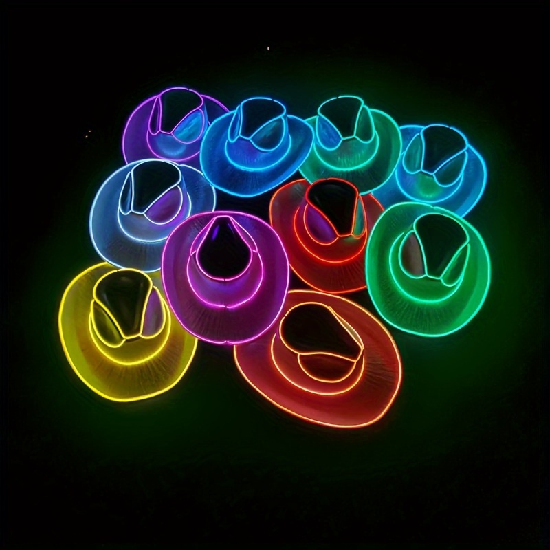 1pc led light up cowboy hat with multicolor lighting effects lightweight battery powered novelty hat for parties birthdays   aaa batteries not included birthday accessories modern cowboy hat portable lighting 0