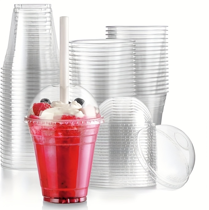 50 piezas tazas plástico transparente 360/500ml tapas Temu