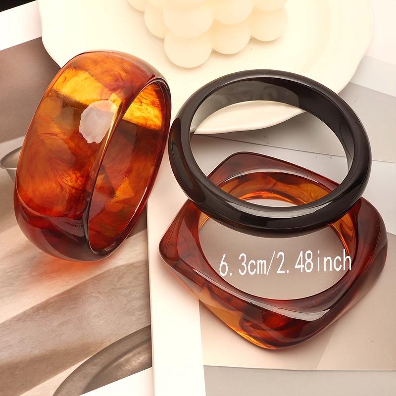 3pcs Vintage Minimalist Non-Metallic Bangle Set, Stackable