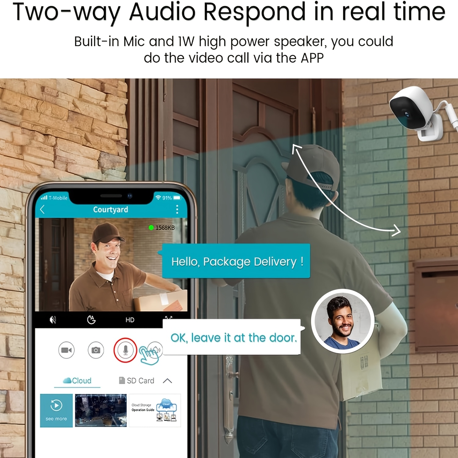 WiFi Security Camera Indoor with Night Vision, Two-Way Talk, Motion Alerts & Cloud/SD Storage Suitable for Monitor, Elderly Care, Pet Cam, Wireless Camera System with App Alerts for Home Surveillance