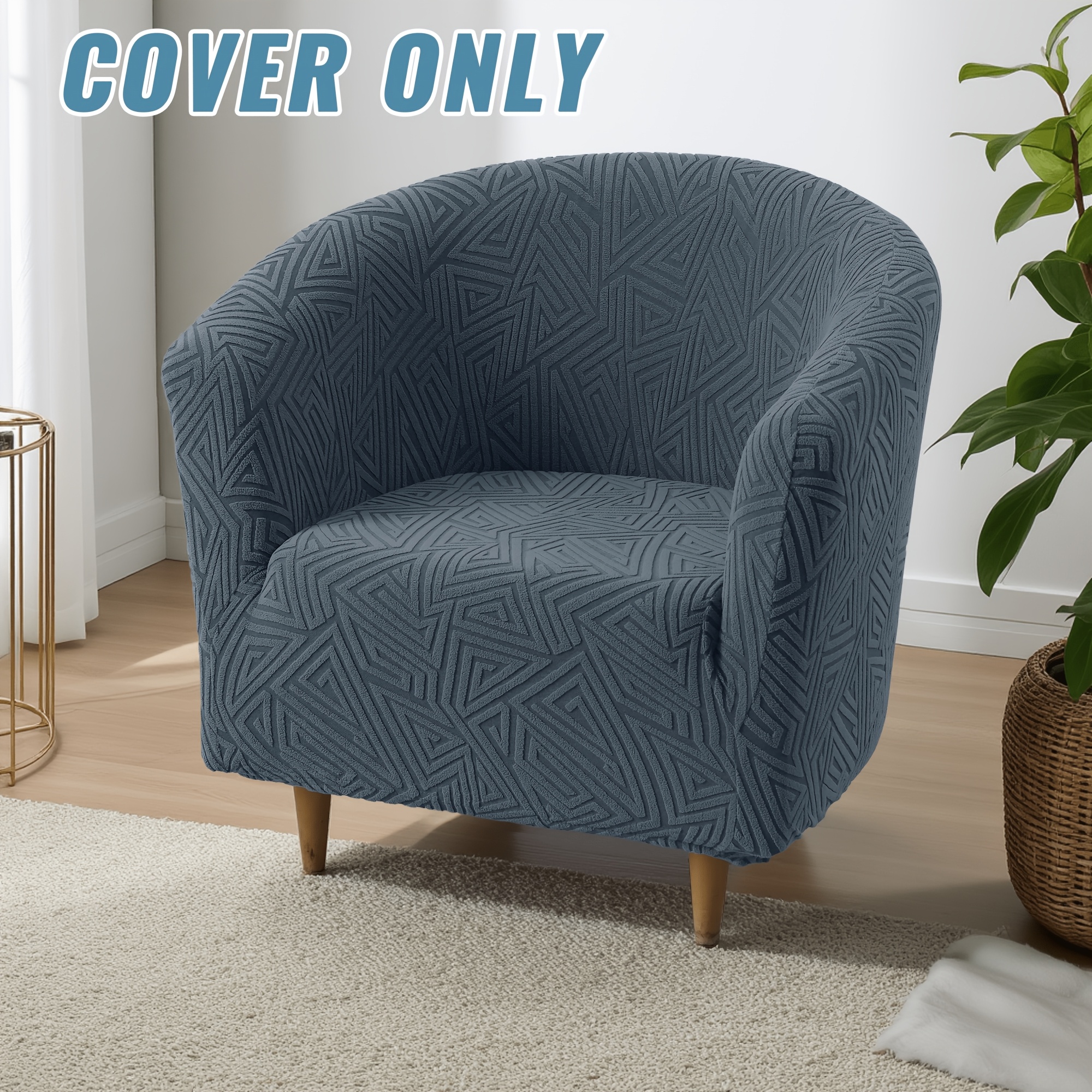 TEMU 1pc Stretch Geometric Triangle Floral Jacquard Club Sofa Cover, Semicircular Single Seat Sofa Cover