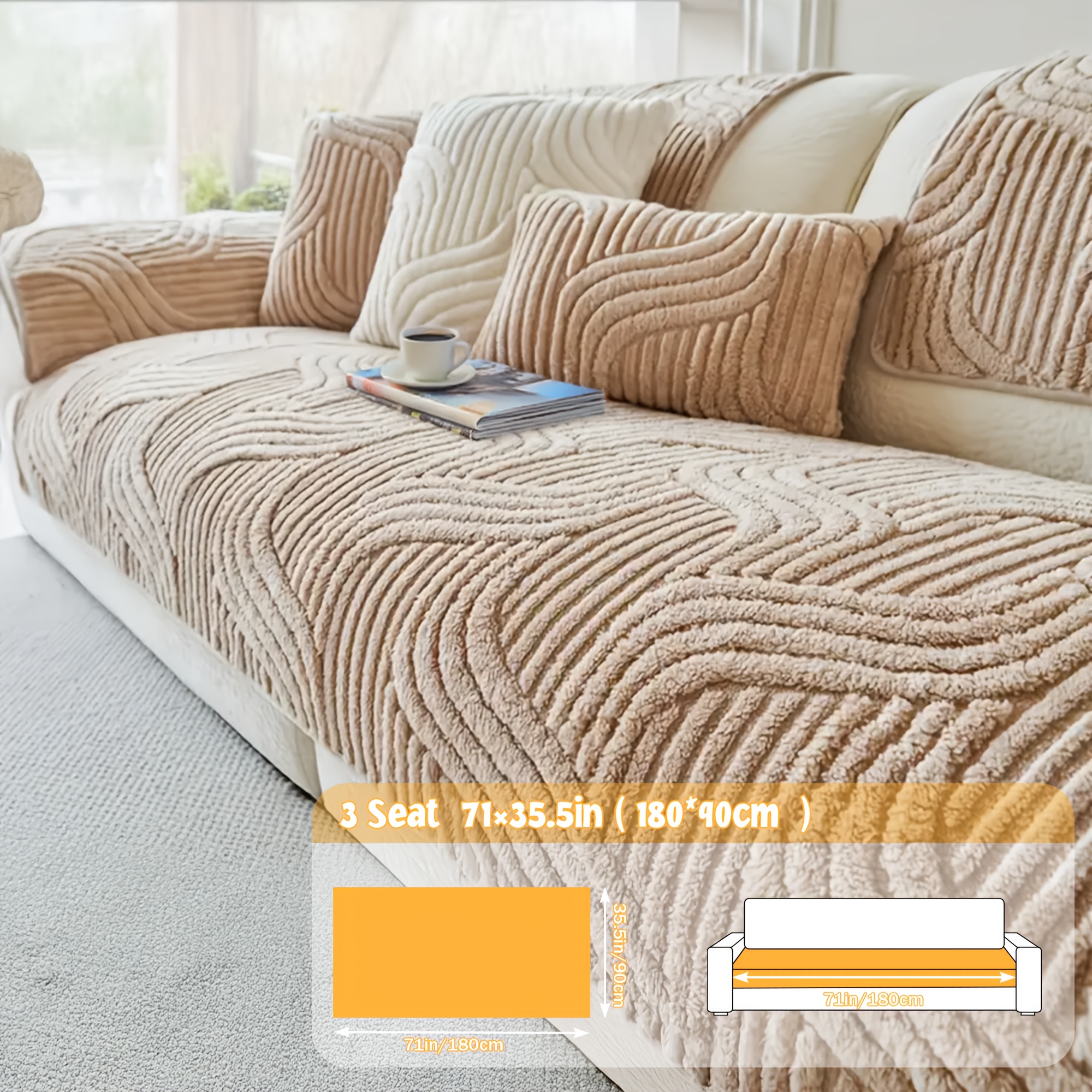 TEMU 1pc Of Thick, Quilted Sofa Cushion Stylish, Durable, Warm, And Non-slip. This Plush Sofa Cover Is Breathable And Comfortable, Making It Perfect
