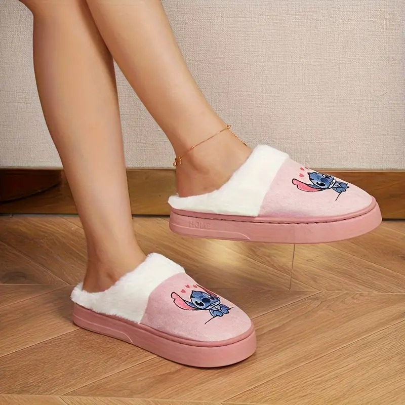 plush fleece slip on slippers for couples embroidered cartoon design eva winter indoor outdoor wear multiple colors sizes 36 45 1