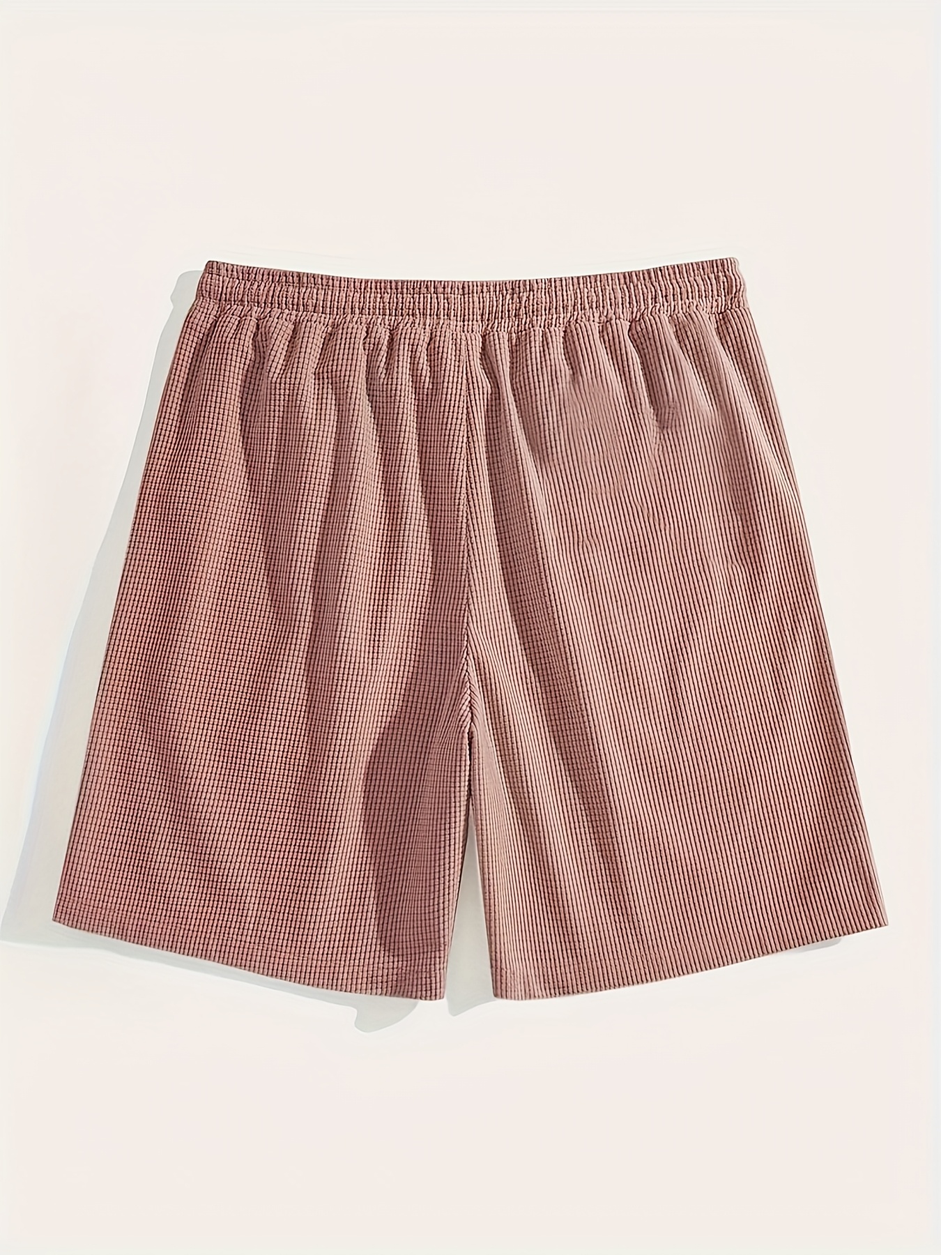 Men'S Casual Corduroy Shorts - Summer Beach Style, Light Brown, Drawstring Waist, Loose Fit, Lightweight & Breathable for Casual Attire, Beach Shorts