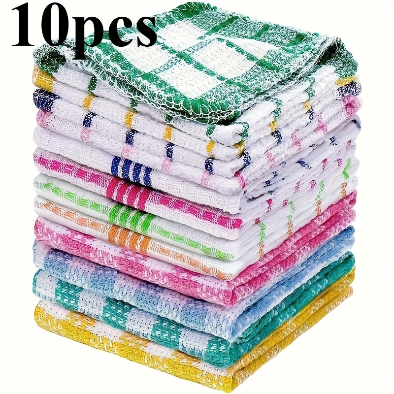 10pcs random color double sided dishwashing cloth kitchen housekeeping cleaning cloth non shedding   cleaning cloth stain remover scouring pad cleaning tools