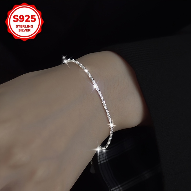 925 Pure Silvery Minimalist Thin Bracelet — Stackable Gift