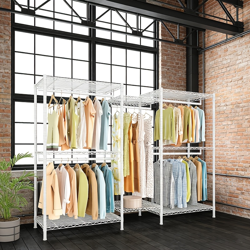 Extra Wide Clothes Rack 190cm, Industrial-strength 400kg Capacity Wardrobe With Shelves & Hanging Rods, Freestanding Heavy Duty Garment Organizer, White (sturdy & Versatile)