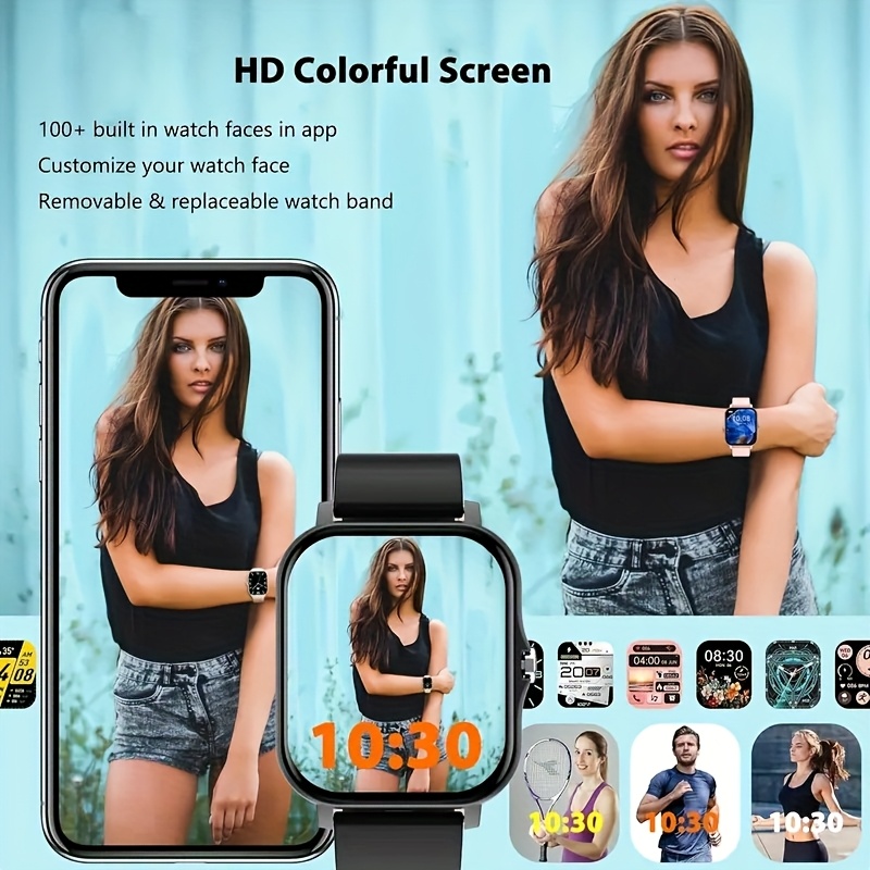  1 83 inch high definition full touch smartwatch for 2025 with call pedometer calorie multiple exercise compatible with iphone and android usb charging pink fitness tracking watch modern dial suitable for android smartphones details 2