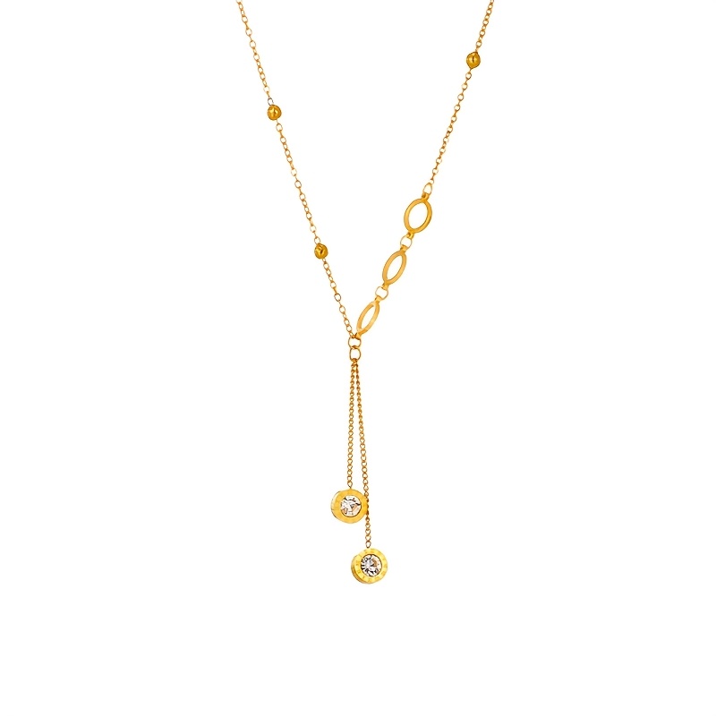 Image of Fashionable And Minimalist Necklace 304 Stainless Steel And Rhinestone Pendant Elegant Temperament Ladies' Necklace Party Jewelry Gift