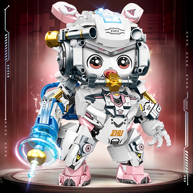 Cute Twelve Zodiac Animal Mecha Building Block Set
