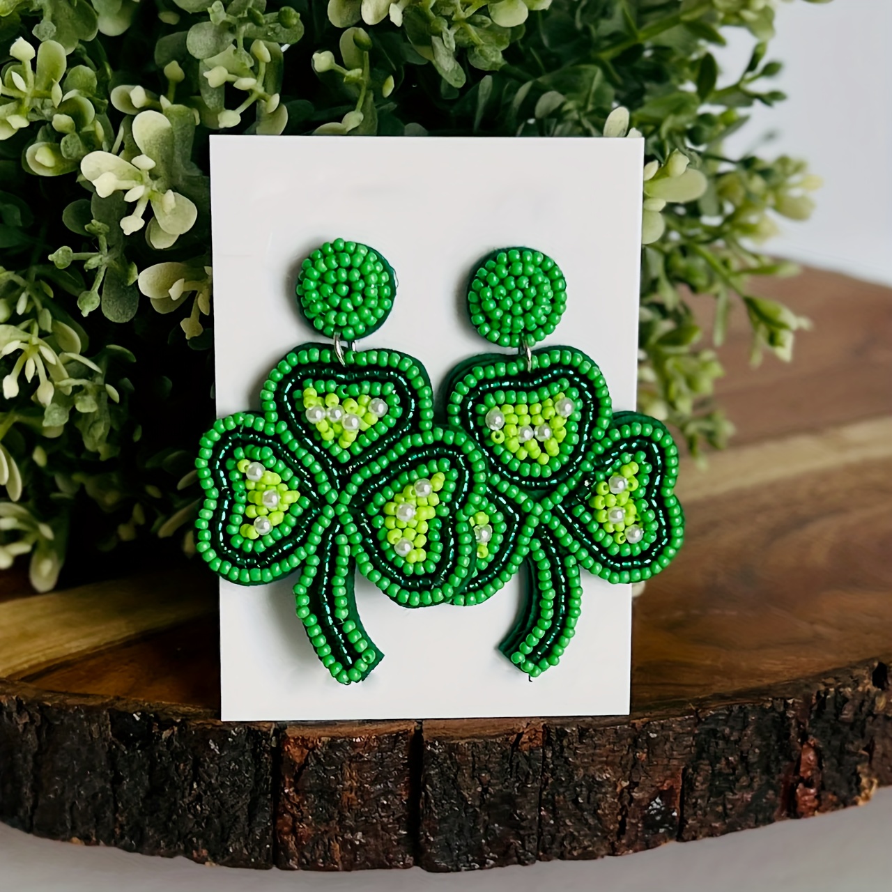 

Handmade Beaded Clover Earrings For 's Day, Bohemian Clover Bead Earrings, A Perfect Jewelry Gift For The Holiday To Give To .