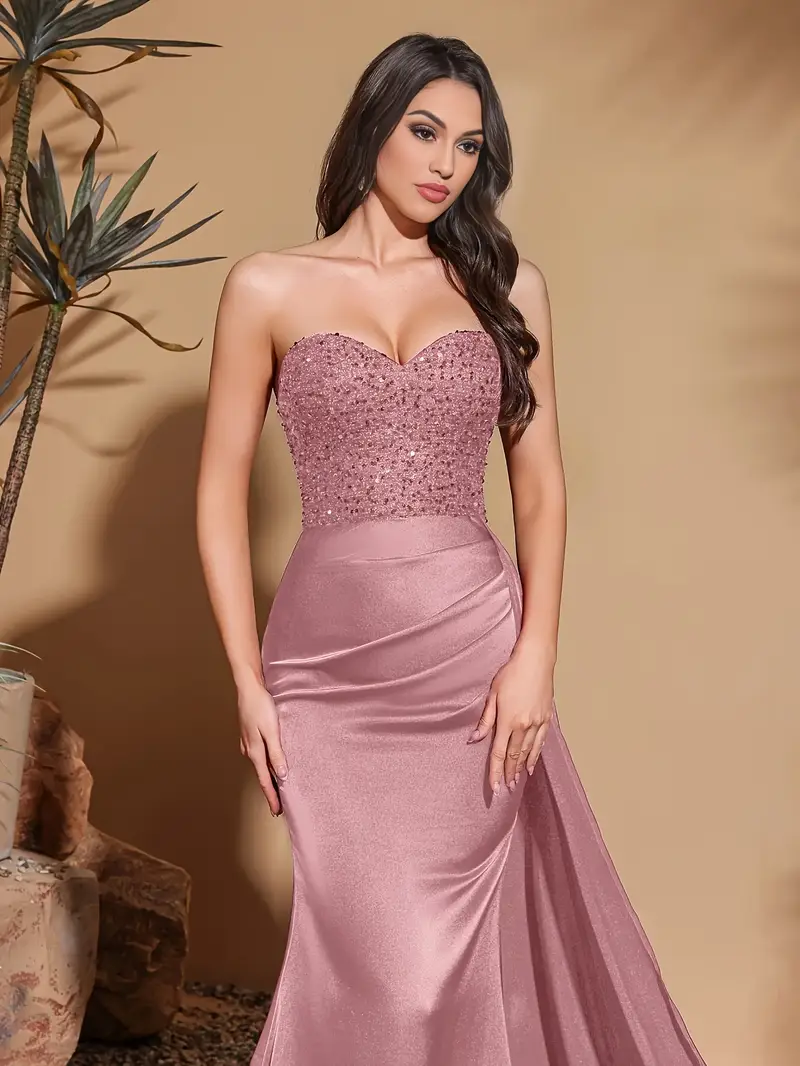 cami side drape sequin prom dress women's clothing - Temu cami side drape sequin prom dress women's clothing - Temu