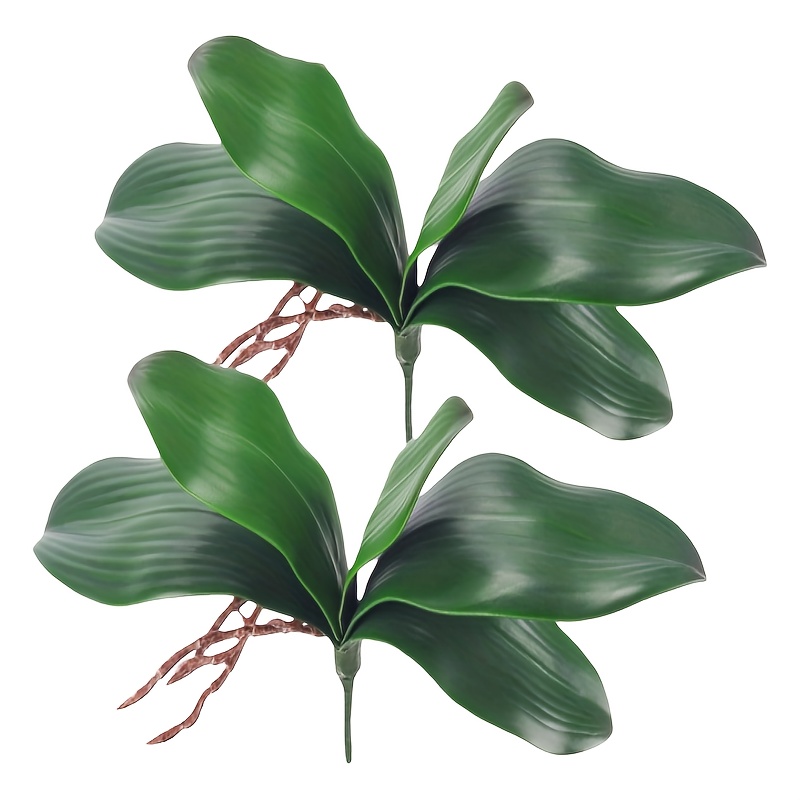 2pcs Set Of Artificial Phalaenopsis Orchid Leaves, Suitable For Wedding And Home Decorations, Ideal For Valentine's Day, Mother's Day, Halloween, Thanksgiving, And Christmas