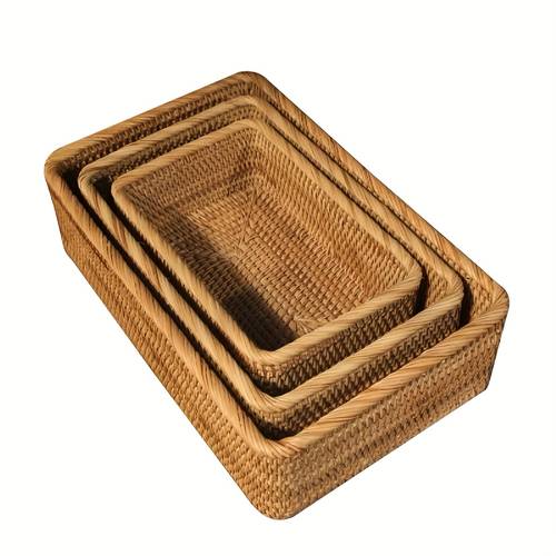 rustic woven storage basket set natural fiber open top desktop organizer for entryway or home decor breathable lightweight with basket woven storage