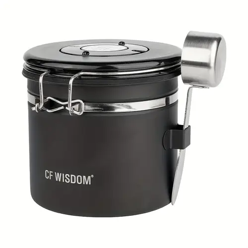 날짜 추적 기능이 있는 스테인리스 커피 캐니스터 - 대용량, 재사용 가능 & 신선도 유지용 밀폐 - 커피콩, 차, 견과류 등에 적합 - 이상적인 주방 선물