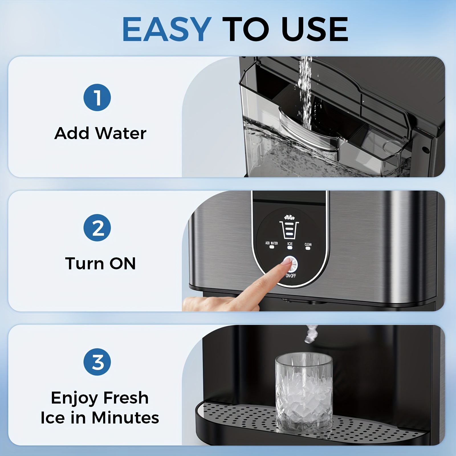 45lbs 24h   ice makers countertop pebble ice maker machine with self cleaning stainless steel housing pellet ice maker with 2 5qt water reservoir crushed ice maker for home kitchen silvery black Product details 1