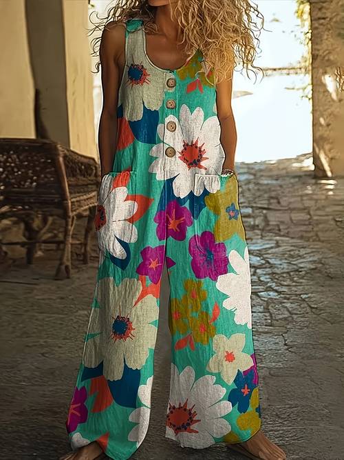 item picture new womens pocket printed jumpsuit for summer casual vacations