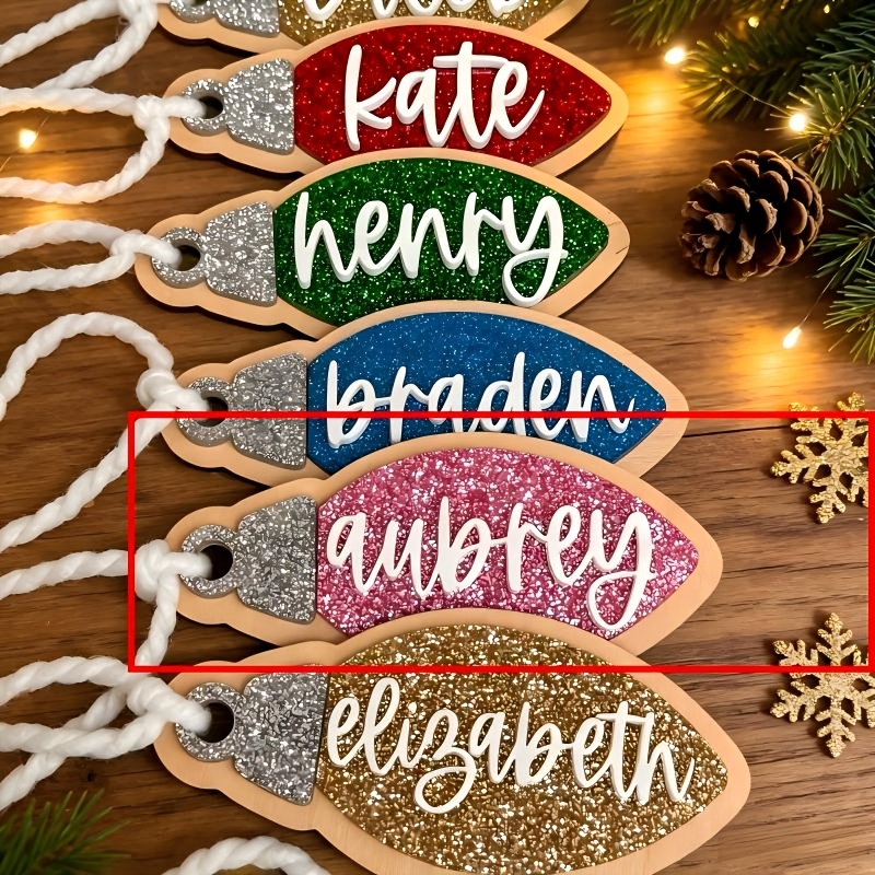TEMU Personalized Custom Christmas Name Ornament, Custom Name Christmas Bulb Pendant, Glitter Acrylic Christmas Hanging Decoration, Christmas Tree