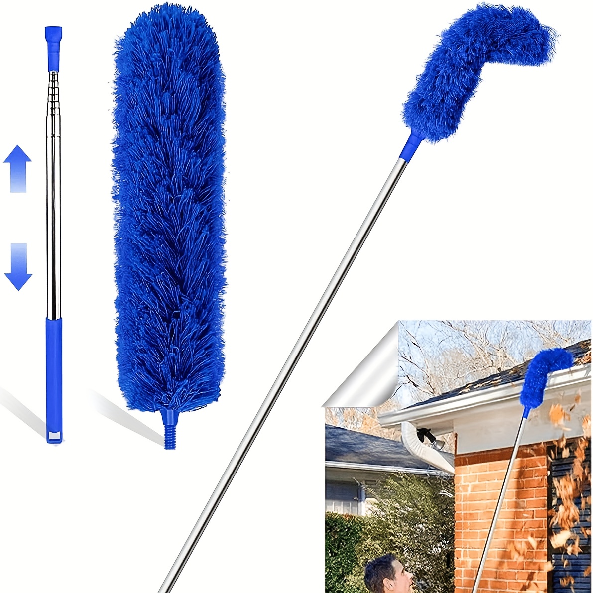 Image of Ground Retractable Drainage Channel Cleaning Rod With Ergonomic Handle - Manual Non-electric Tool For Safe Removal Of Leaves And
