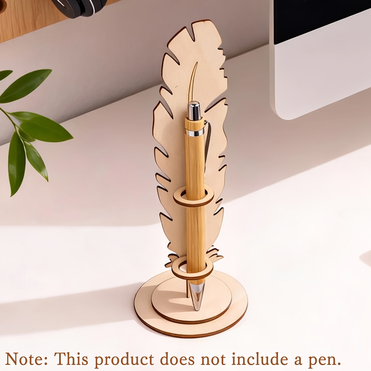 TEMU [Arredamento Vintage] Porta Penne a Piuma in Legno | Elegante Organizer da Scrivania e Supporto per Calligrafia | Regalo Unico per e Ufficio