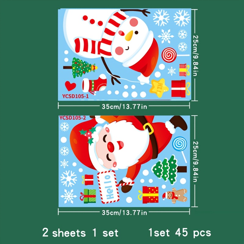 TEMU 2pcs, Santa Claus Stickers, Electrostatic Adsorption Stickers, 9.84 * 13.77 Inches, Suitable For Home, Room, Office, School, Restaurant, Hotel