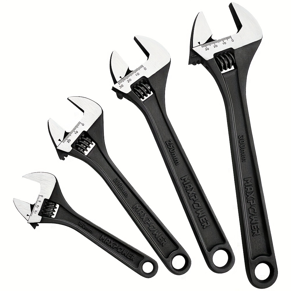 

Adjustable Wrench Set, , Heat Treated, Black Phosphate Adjustable Wrenches, 4 Pack (6-inch, 8-inch, 10-inch, 12-inch)