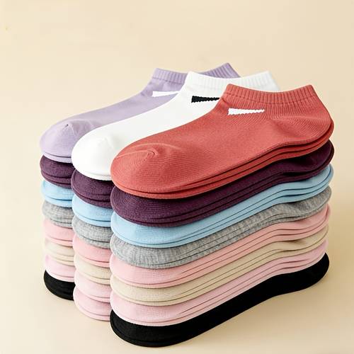 10 pairs womens elegant short socks breathable lightweight invisible spring summer casual socks soft tones suitable for daily wear and special occasions