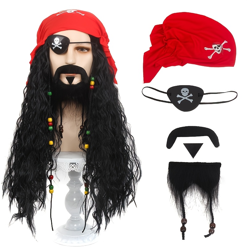 pirate wig halloween masquerade cosplay captain wig set costume wig set for   dress up synthetic fiber wig