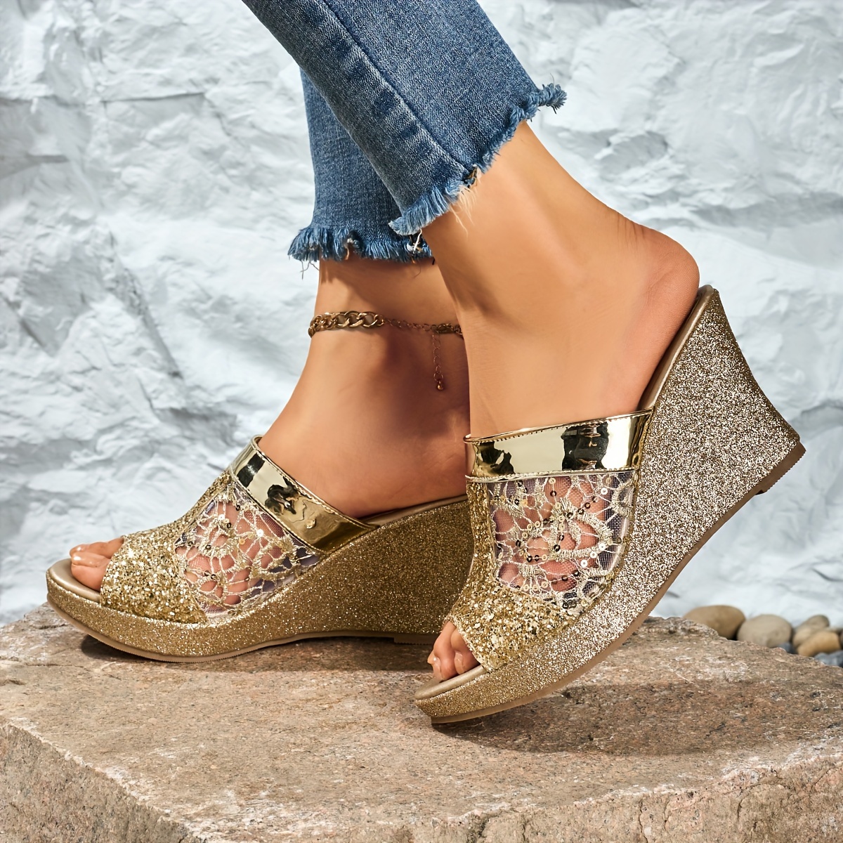 

Wedge - -comfortable, Accents, Toe , For And