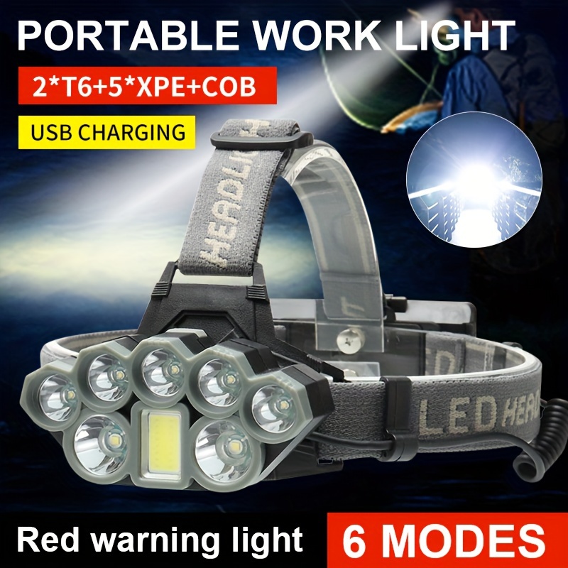 Faro LED recargable por USB, lámpara de cabeza XHP70 súper brillante de  90000 lúmenes altos con 5 modos, baterías incluidas, zoom y faro  impermeable