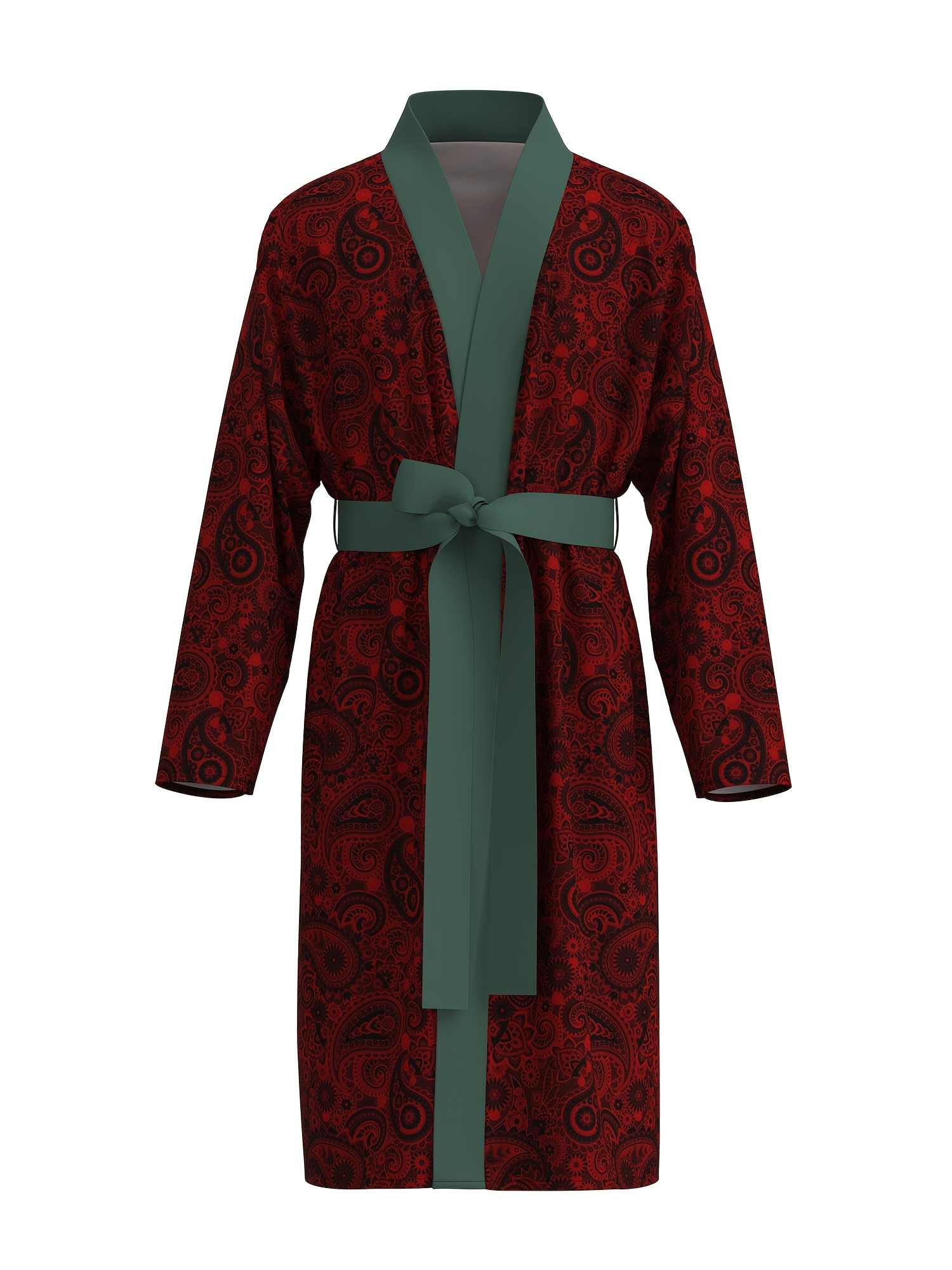 chinese dress ladies Lightweight Men's Dressing Gown - Paisley Wine