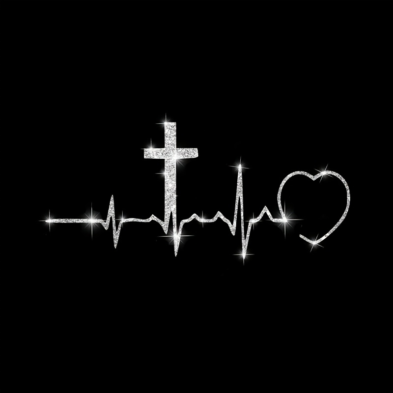 1 Shiny Reflective Vinyl Heartbeat Sticker, Suitable For Cars, Motorcycles, Laptops, Glass, Christian Faith Decoration