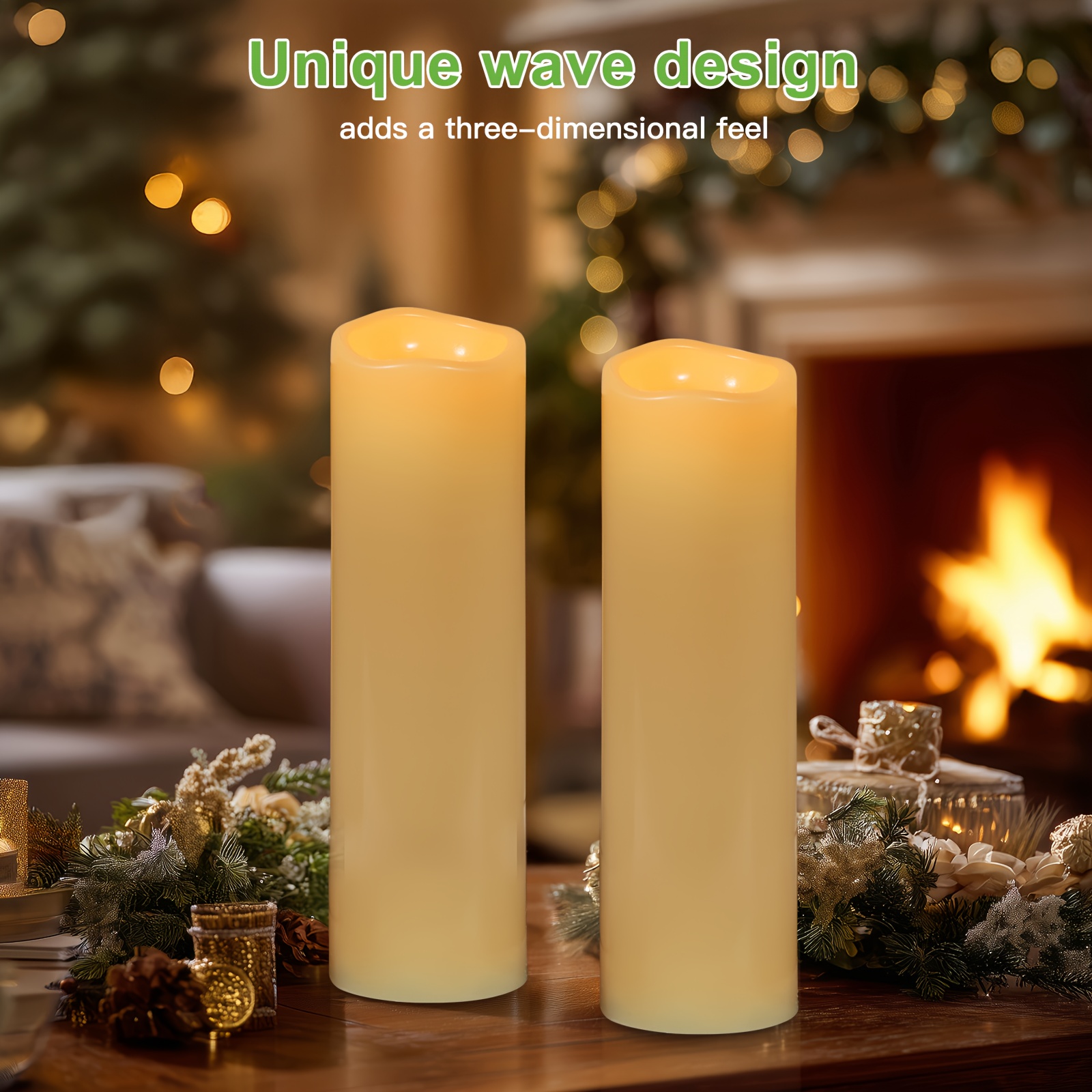 Image of Large Led Candle Lights, Height 35 Cm Aa Battery Candles With Timer Function And Remote Control, Led Candle Lights With Unique For Weddings Porch Christmas New Year Decoration Lights, Warm White Light