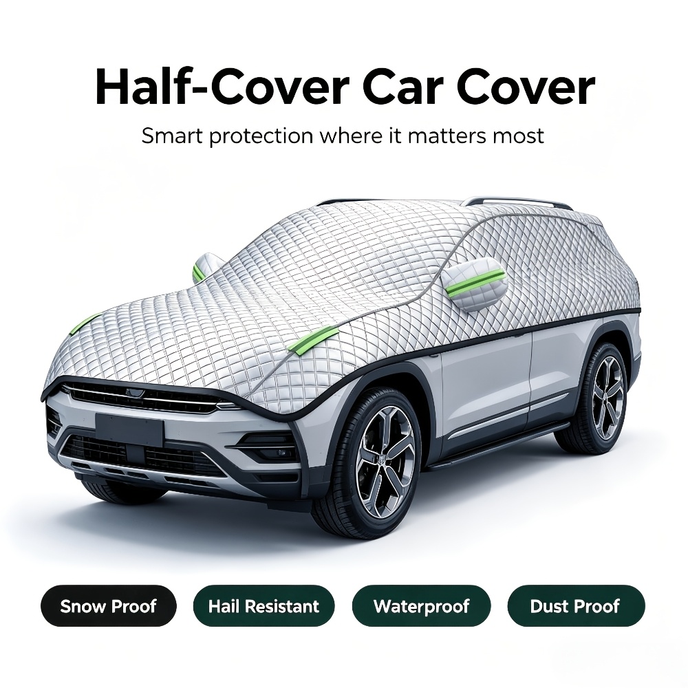 TEMU 1pc (aluminum Film And ) Car Cover, Fits Most Suvs, Trucks, And Other Vehicle Models - Protects Against Heavy Snow, Hail, Rain, Dust, And Winter