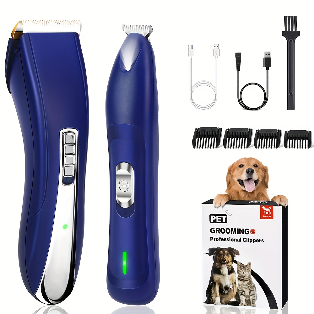 Image of 2-in-1 Dog Grooming Kit, Dog Clippers For Thick Heavy Coats, Professional Cordless Dog Paw Trimmer With Led Light, Usb Rechargeable Pet Hair Shaver For Small & Large Dogs Cats Pets