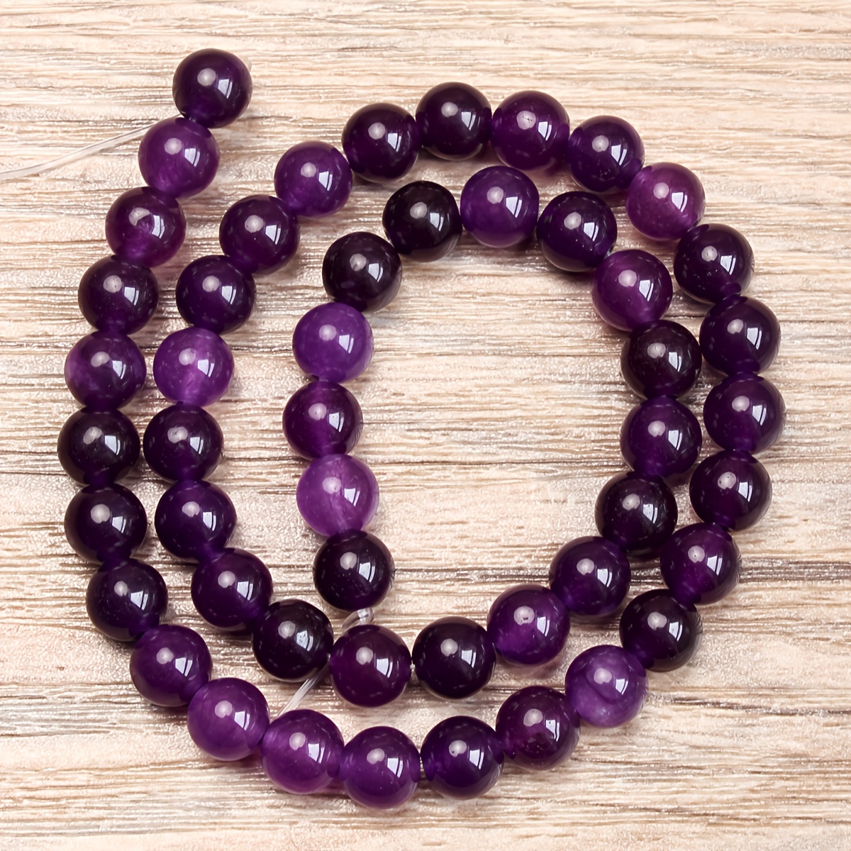 TEMU 4/6/8mm Amethyst Round Beads - 15-inch Strand Suitable For Making, Cut Round With & Curved Base, For Necklace, Bracelet, Earrings, Anklet