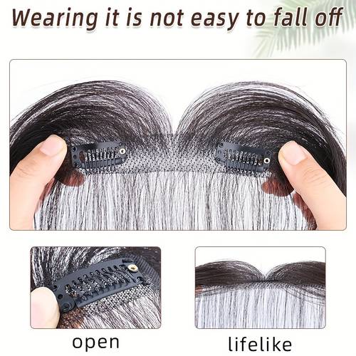 item picture womens shaped bangs hair topper daily human hair handmade lightw invisible forehead hair patch