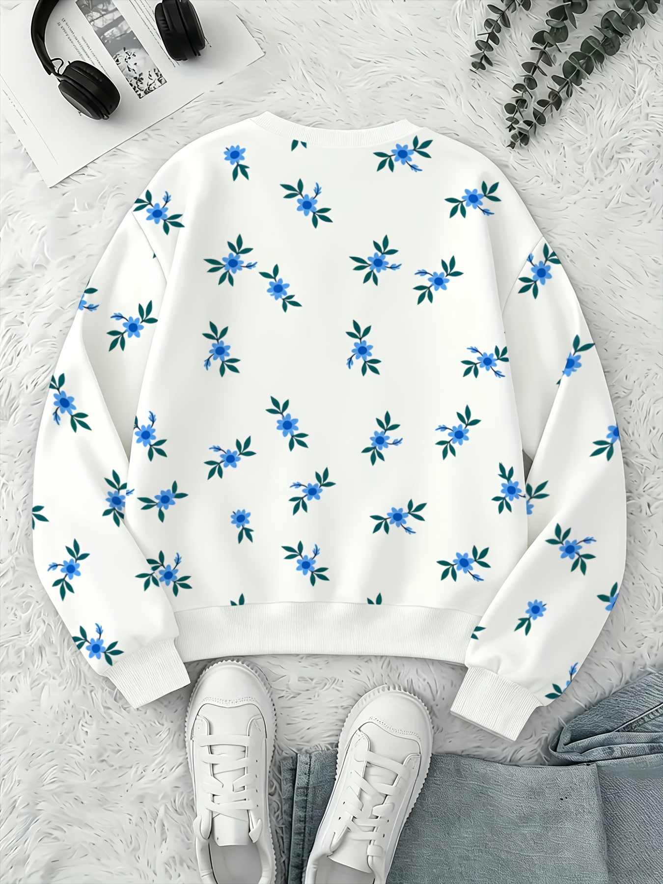 damen leichtes sweatshirt mit rundhalsausschnitt aufdruck, langarm, freizeit-top für frühling herbst