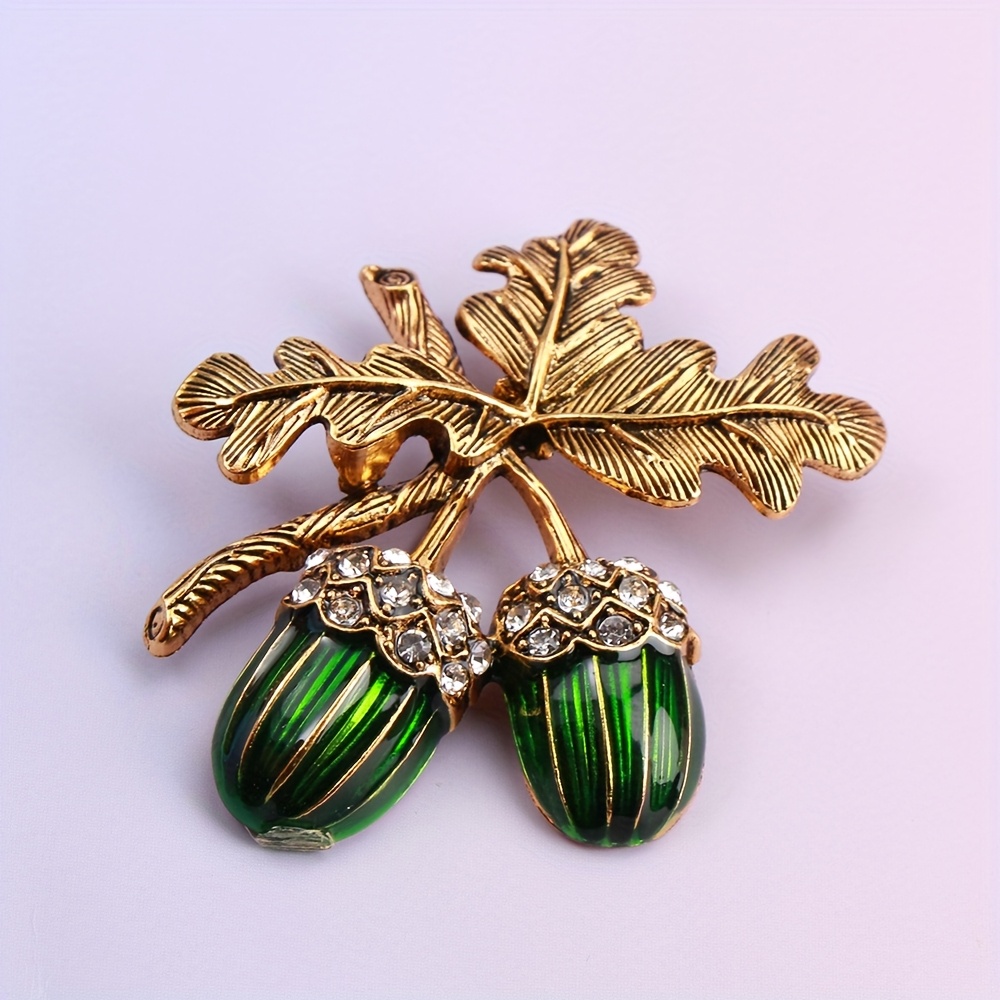 E-shop Retro Goldene Frucht Brosche mit Strasssteinen, Einzigartige Kleidung Accessoire Anstecker