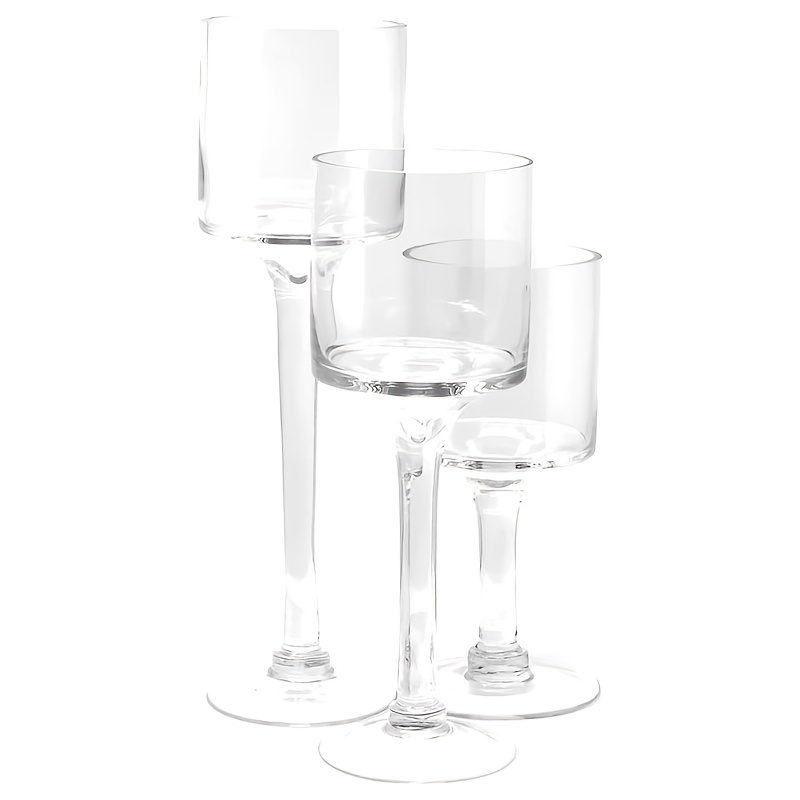 TEMU Tall Candle Holder Set Of 3 Floating Candle Vases, Long Stem Candle Holders, Clear Glass Floating Candle Holders, Tall Candle Holders For Table