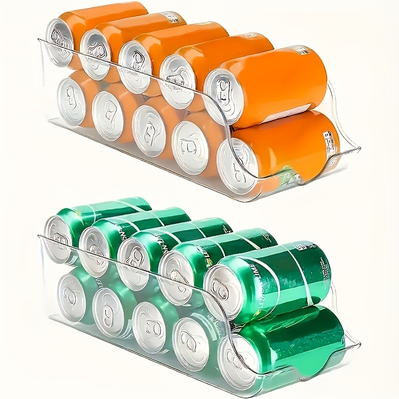 1pc transparent plastic refrigerator organizer with soda and beverage can dispenser hand washable suitable for fridge freezer pantry kitchen storage room countertop cabinet kitchen accessory