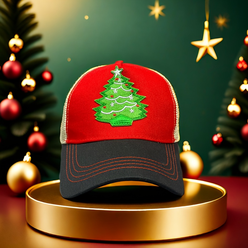 

Christmas Tree Embroidered Cap - ,