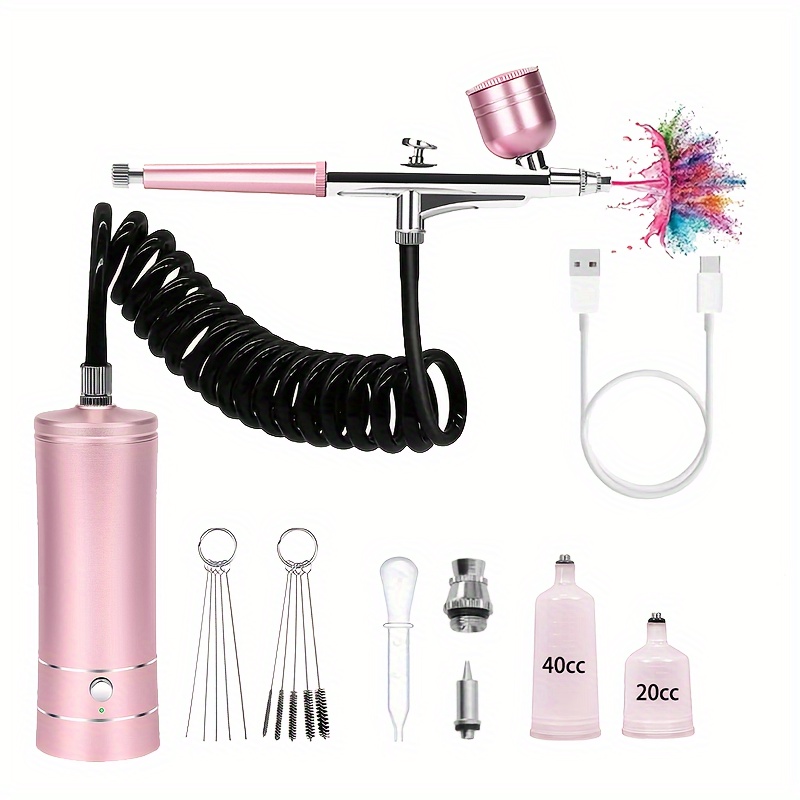 Rechargeable Mini Airbrush Gun with Compressor, Suitable for Art Painting, Nail Art Design, and Cake Decorating