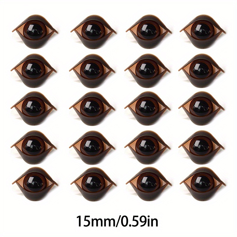 Image of 20sets Brown Safety Eyes Plastic Craft Crochet Eyes Washers With Dolls Eyelid Fit For Amigurumi 3d Double Eyelid Buckles For Stuffed Animals