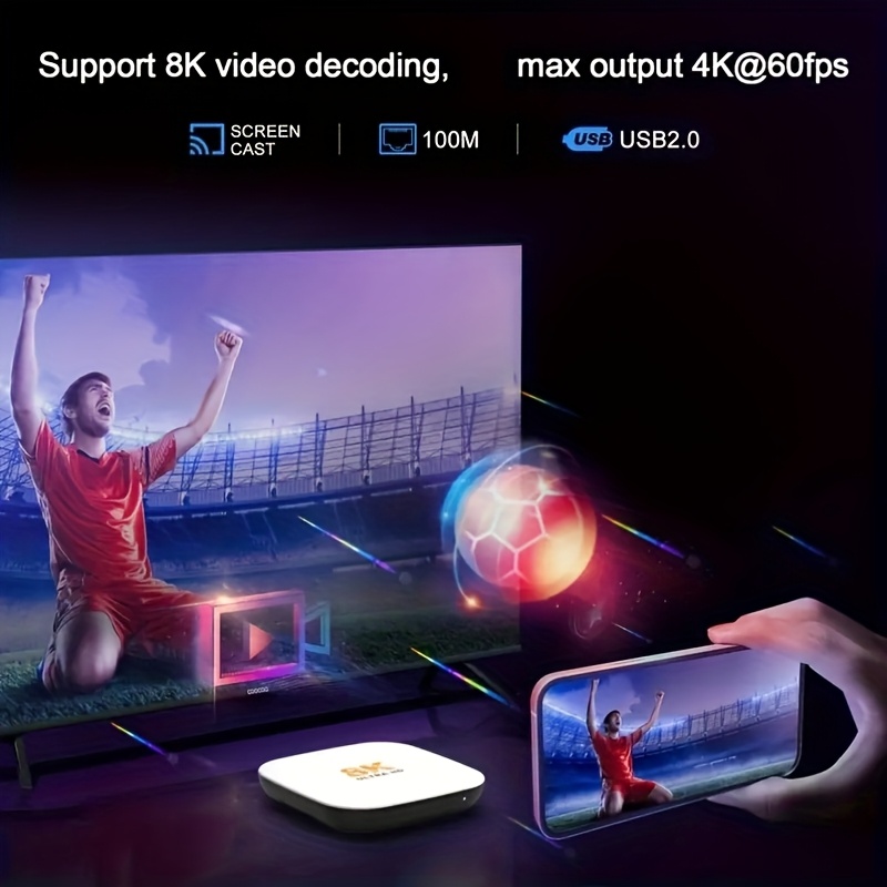 H96 MAX M2 Plus Smart TV Box - Android 14.0, CPU Quad-Core RK3528, Salida 8K Ultra HD, Compatible con 4K@60fps, WiFi6 & BT5.4, con Control Remoto, Puertos USB2.0, Reproductor Multimedia HDR10, Enchufe EU, Entretenimiento en el Hogar