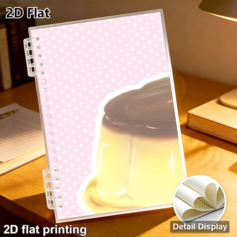 TEMU 1pc 2d Polka Dot Background Cute Caramel Pudding Print Loose Leaf Notebook For Daily Study And Office Recording