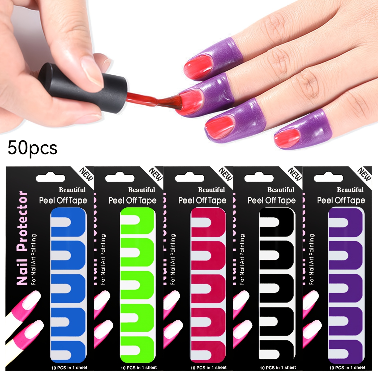 TEMU 50pcs Of Random -shaped Nail Polish Protectors, Odorless Latex Nail Protectors, Stain-resistant Nail Art, Cuticle Protection Film, Diy Nail Art