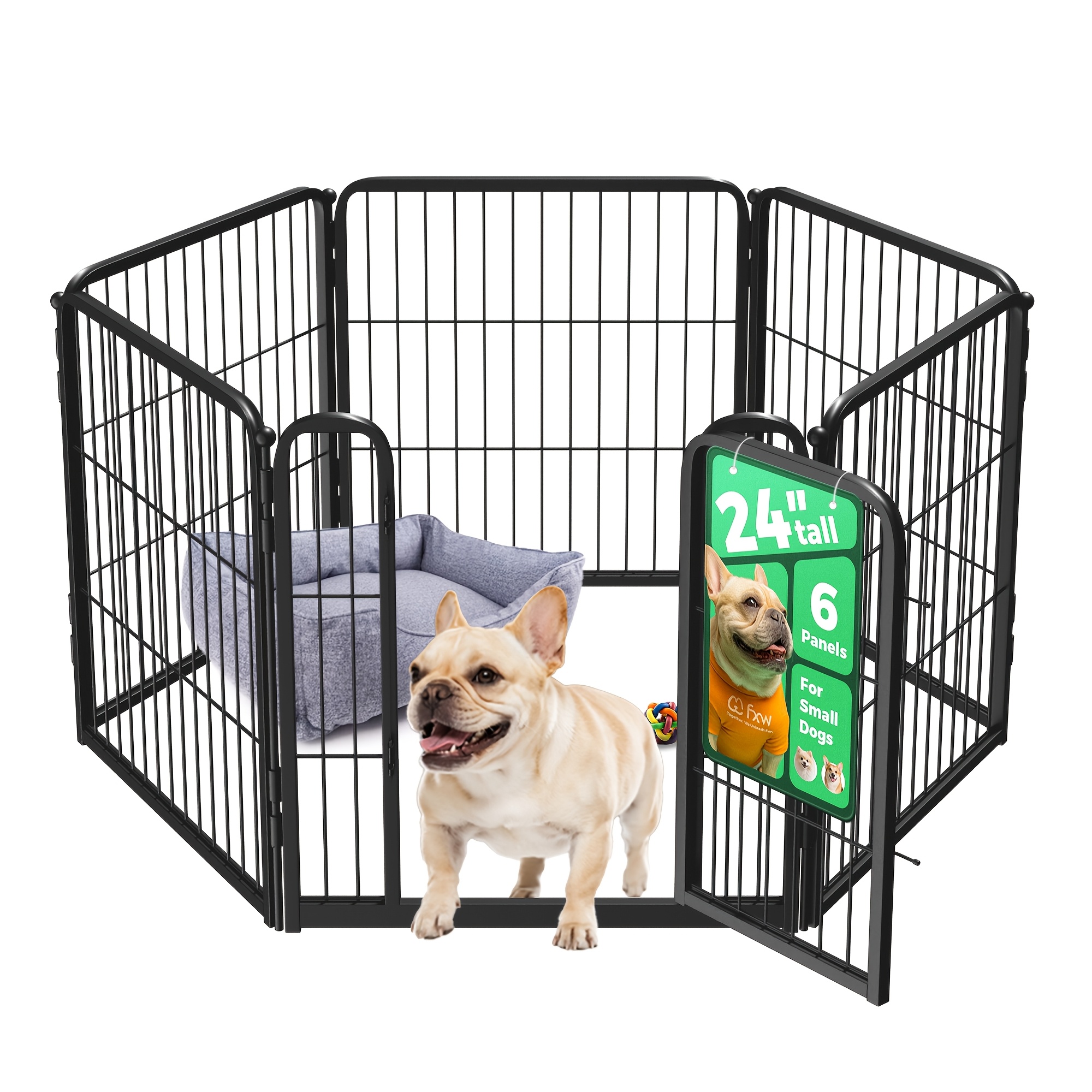 Fxw Unleashed Indoor Dog Playpen 60cm (h) 6/8/16 Panels - And Safe Play, Heavy Duty Dog Pen For Small And Medium Dogs, Black