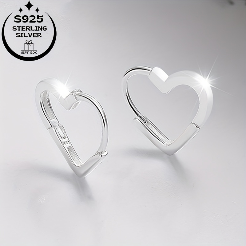 925 Silver Heart Earrings in Packaging